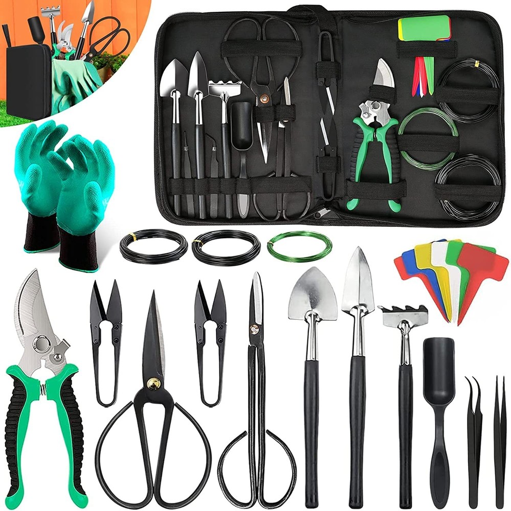 Bonsai Tools Kit- 24 PCS Tree Kit for Beginners, black
