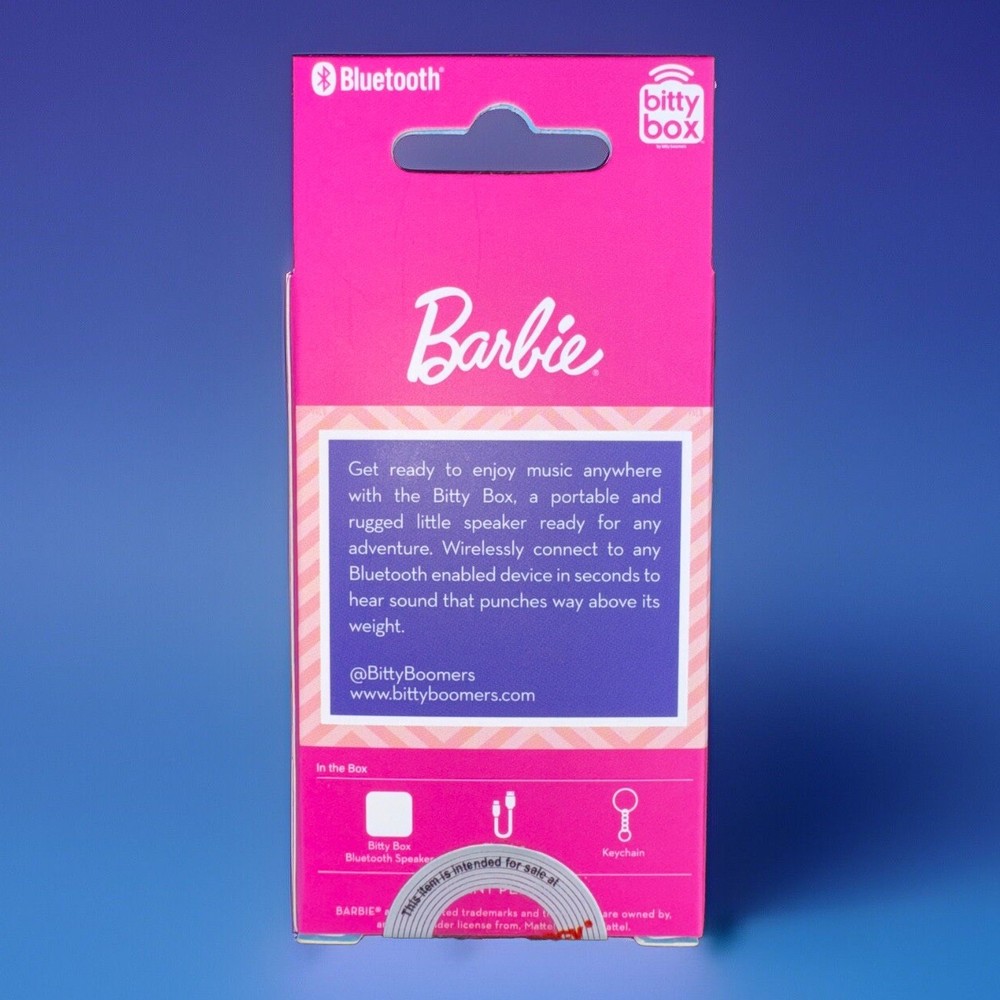BARBIE Bitty Box, Bluetooth Speaker Miniature With Keychain NIB