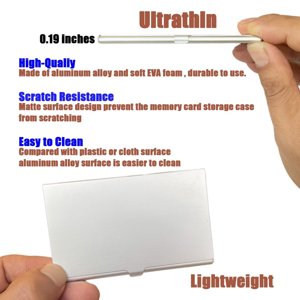 Aluminum Waterproof Memory Card Case - Ultrathin Mini Rustproof Protector for...