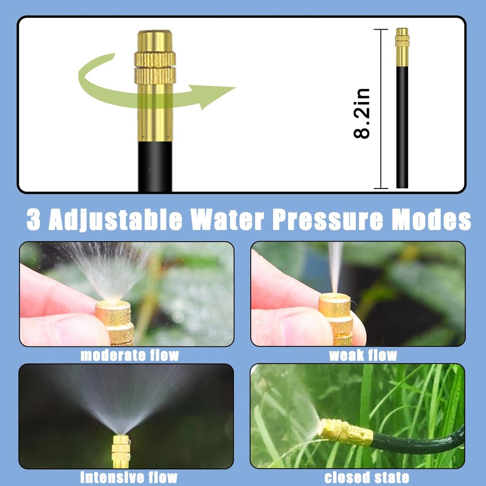 49.21Ft Drip Irrigation System, 360° Bendable Drip Irrigation Kit Automatic I...