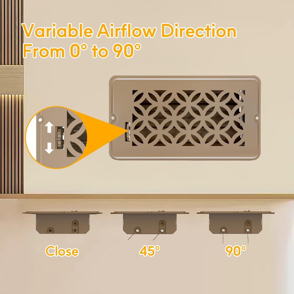 Floor Vent Covers, Floor Register 4x8, 2 Pack Adjustable Decorative Vent Cove...