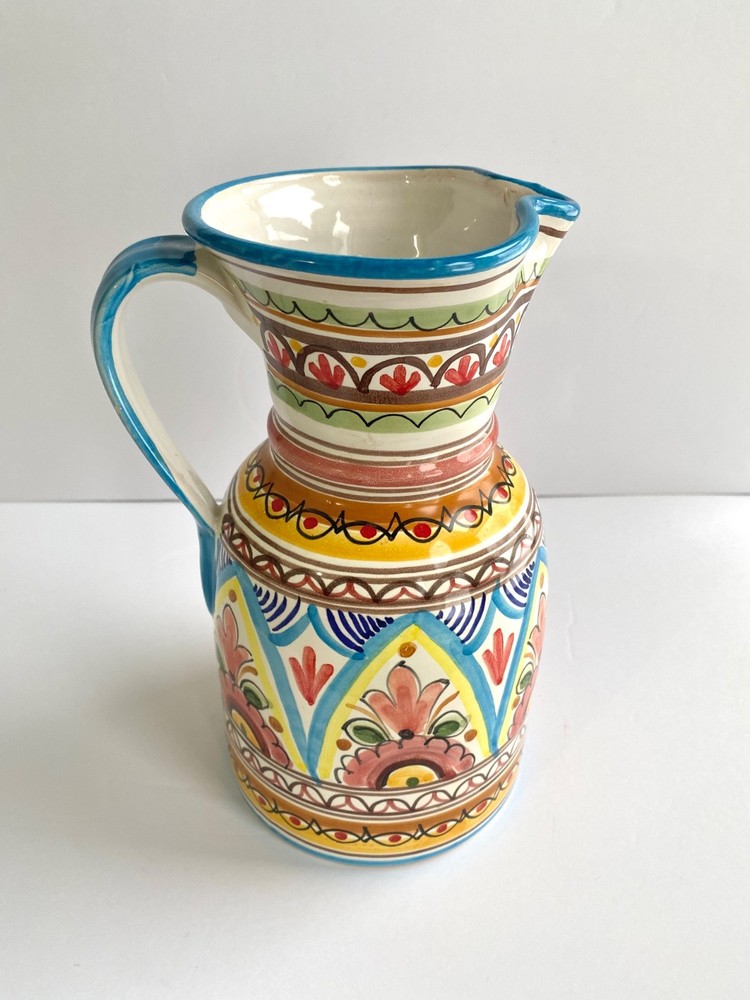 Ceramical Spain Unique Light Blue Design Drinking Pouring Pitcher Spanish Nice