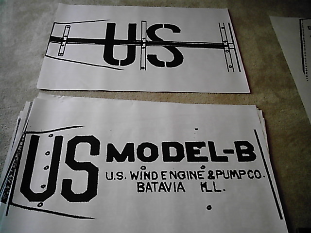 8ft U.S.W.E. Model B Windmill Tail Vane Logo Layout for Stencil