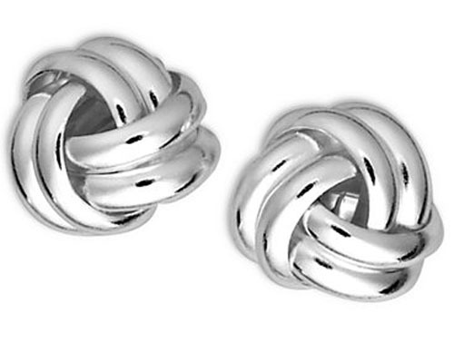 Love Knot Solid Sterling Silver 9mm Wide Stud Earrings Classic Premium Backs 3g