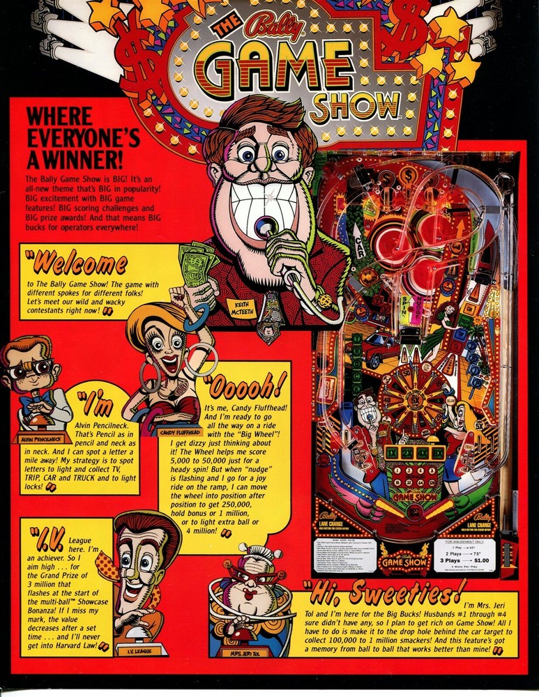 Game Show Pinball Flyer Mint / Brochure / Ad