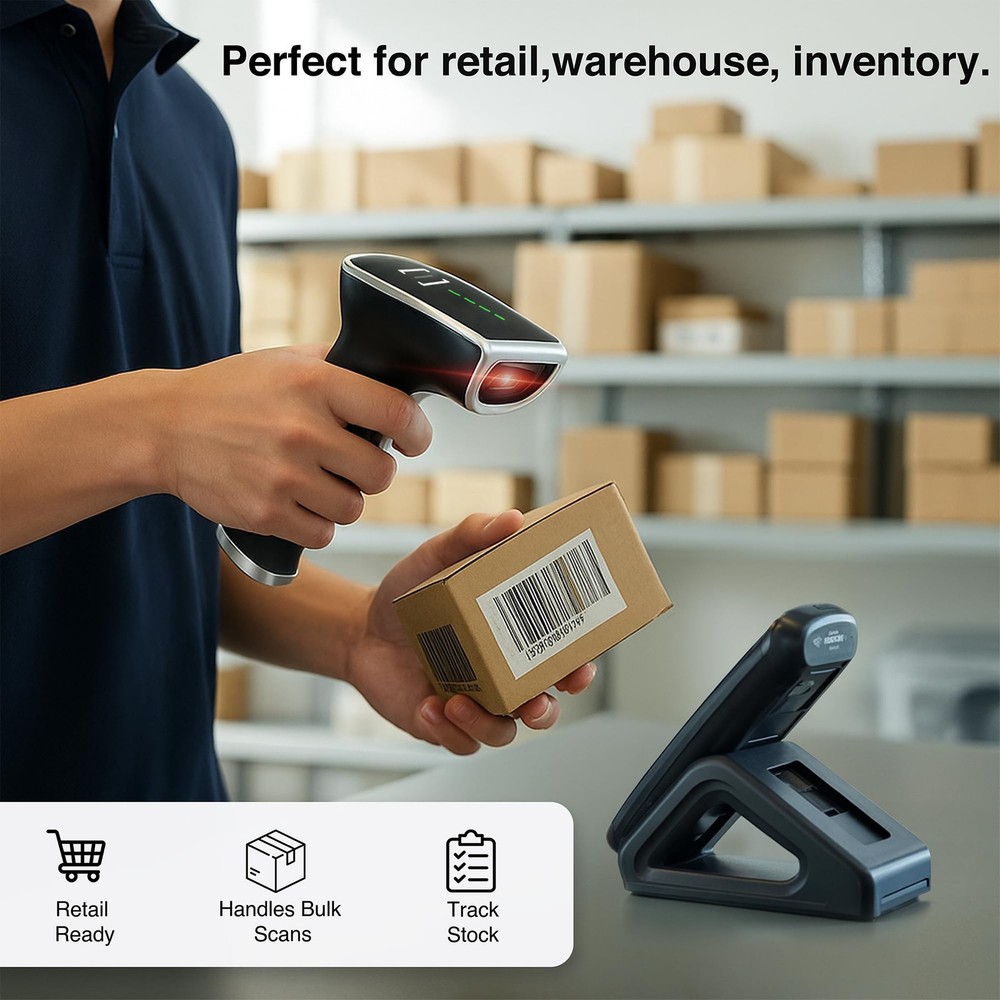 Scanmarker 1D/2D Barcode Scanner Wireless – Boost Speed & Accuracy with...