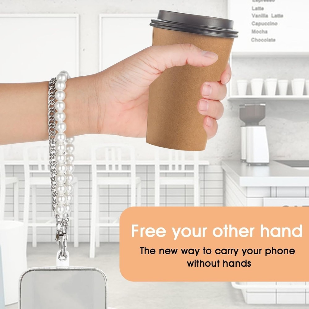 Pearl Beaded Phone Chain Lanyard - Lightweight & Secure for Active Users