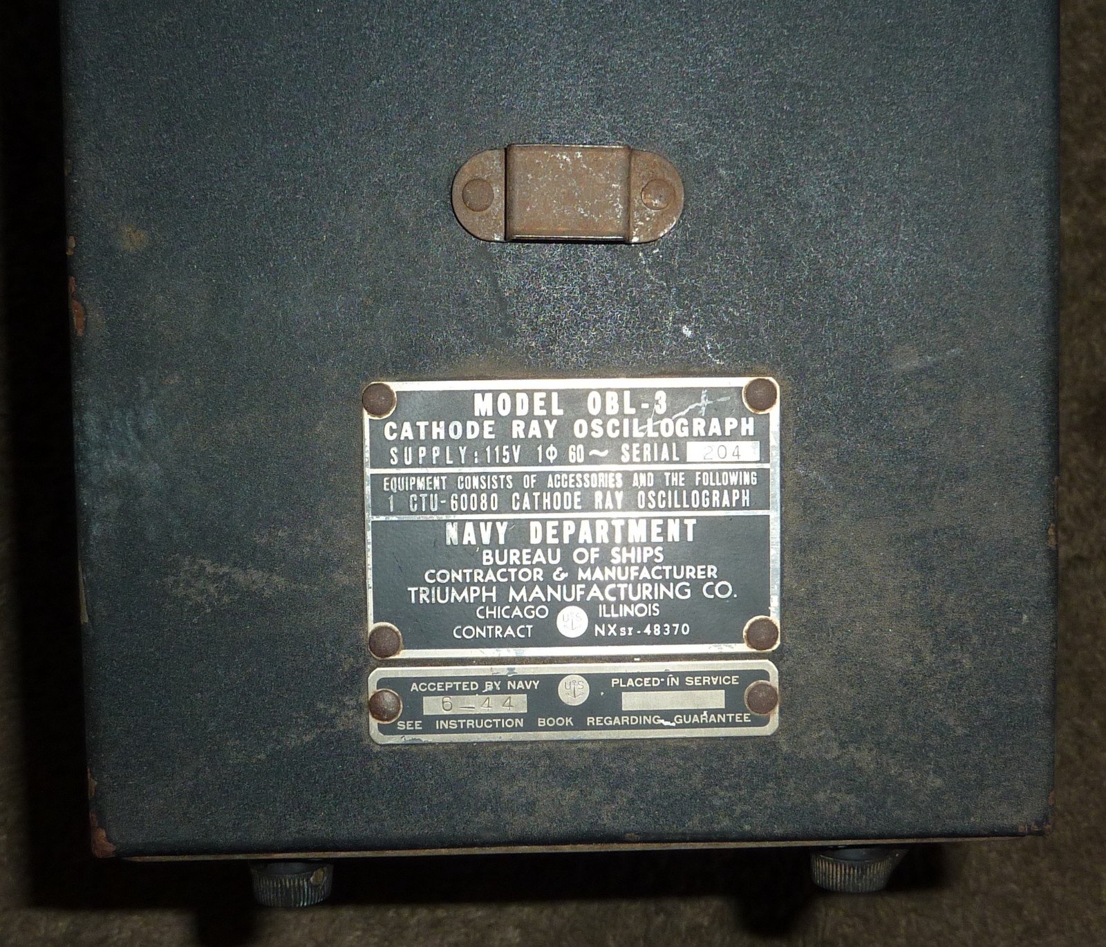 Navships OBL-3 Cathode Ray Oscillograph Oscilloscope Triumph for US Navy