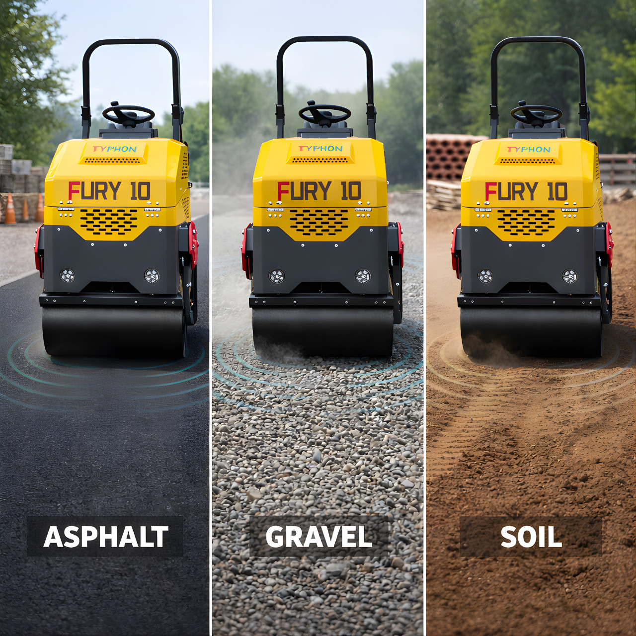 TYPHON Fury 10 Road Roller Compactor 1 Ton B&S 13.5hp Gas Soil Asphalt Rollers