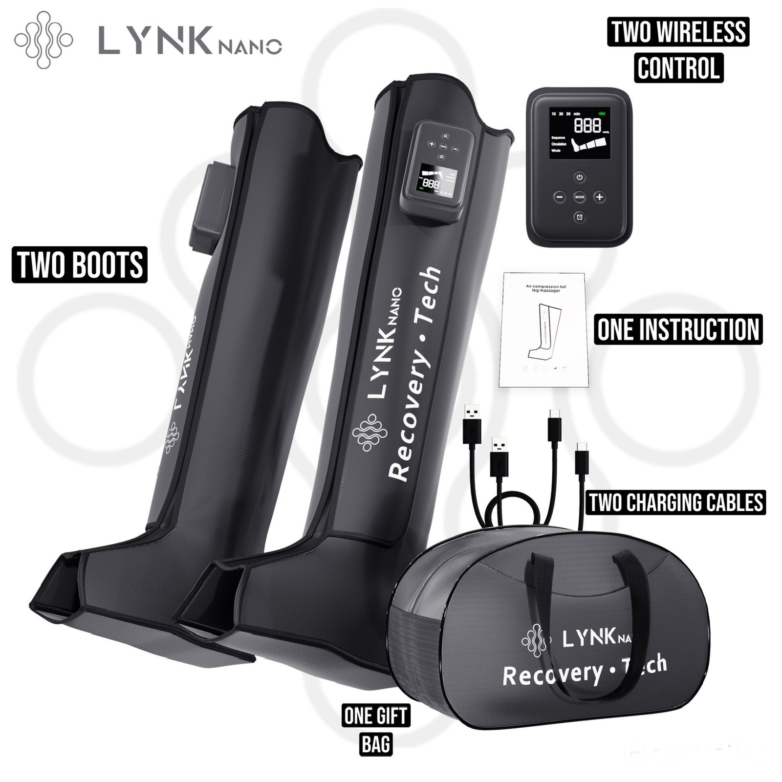 FULL Leg Massager 2 Portable Rechargeable Compression Circulation & Pain Relief