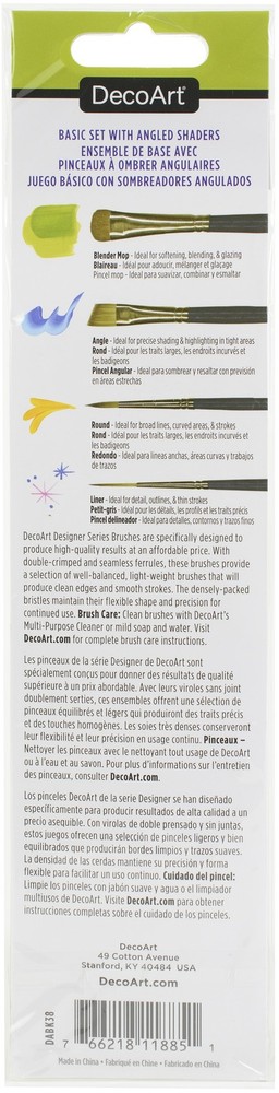 DecoArt Designer Series Brushes-Basics With Angled Shaders Set