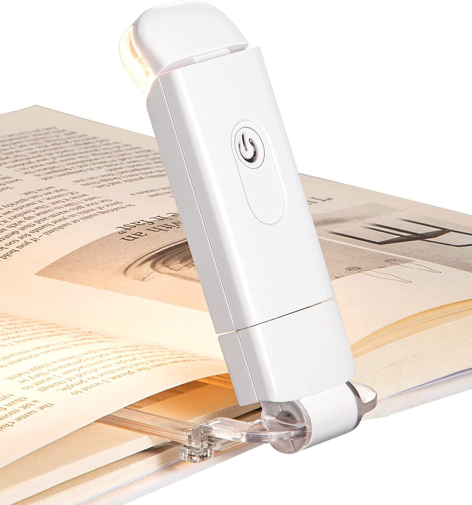 USB Rechargeable Book Reading Light, 3000K Warm White, Brightness Adjustable Cli
