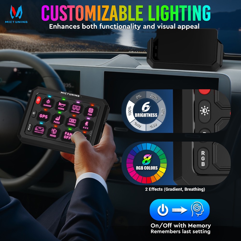 MICTUNING P1s-Wireless RGB Switch Panel Range 328FT Toggle Relay System Circuit