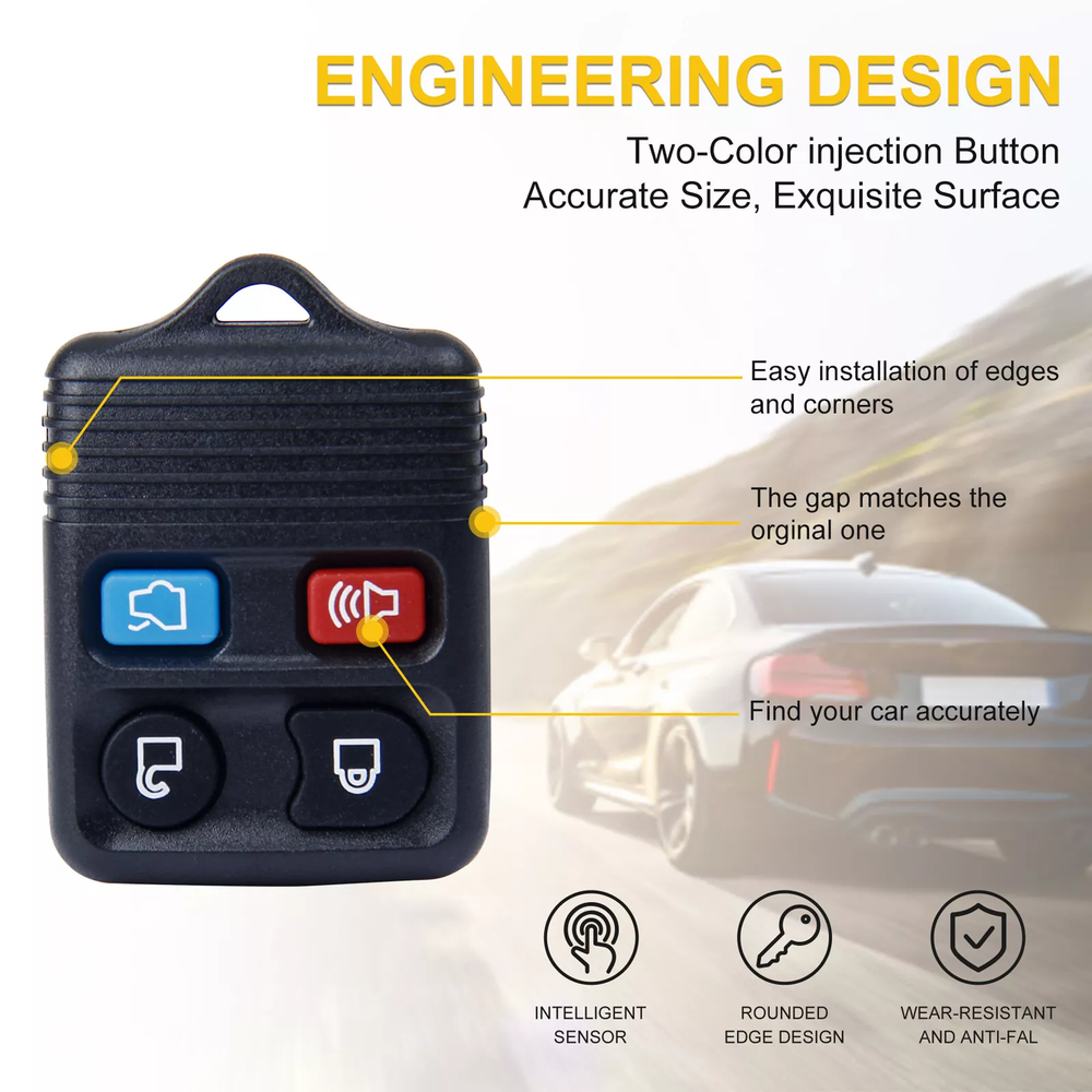 For Ford Replacement Alarm Remote Keyless Entry Control Key FOB Clicker 4 Button