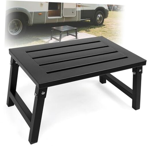 RV Step Stool Foldable 1000 lbs Capacity, Heavy Duty Metal Steps Platform,