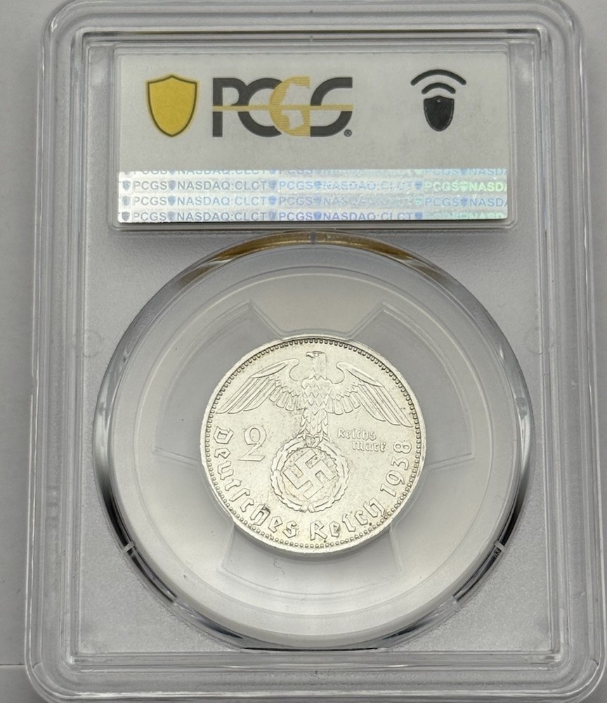 1938-E - Germany 2 Mark with Swastika - PCGS MS64 - High Grade.