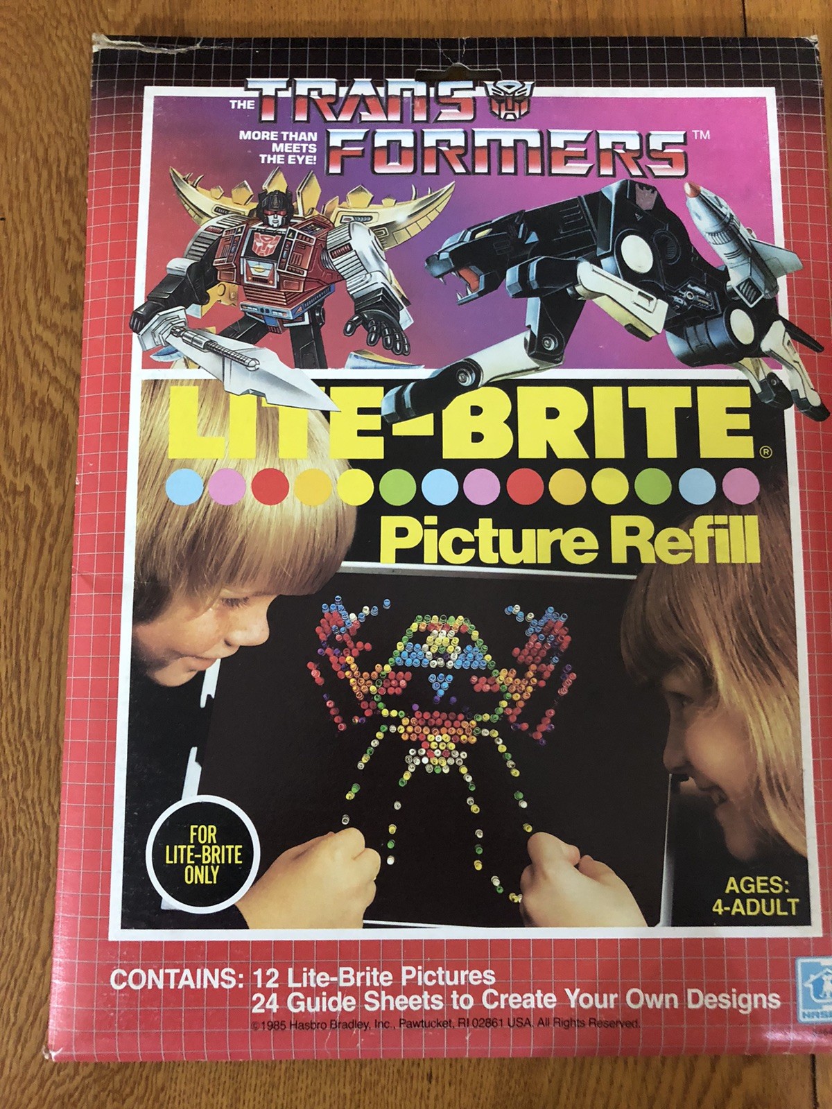 VTG 1985 NEW TRANSFORMERS LITE BRITE COMPLETE UNPUNCHED PICTURE REFILL PACK HTF