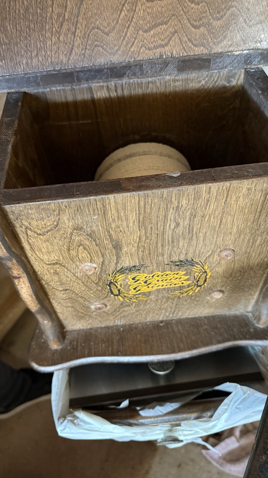 Golden Grain Grinder Stone Wheat Grinder Dayton 3/4 HP Motor W/Wood Cabinet