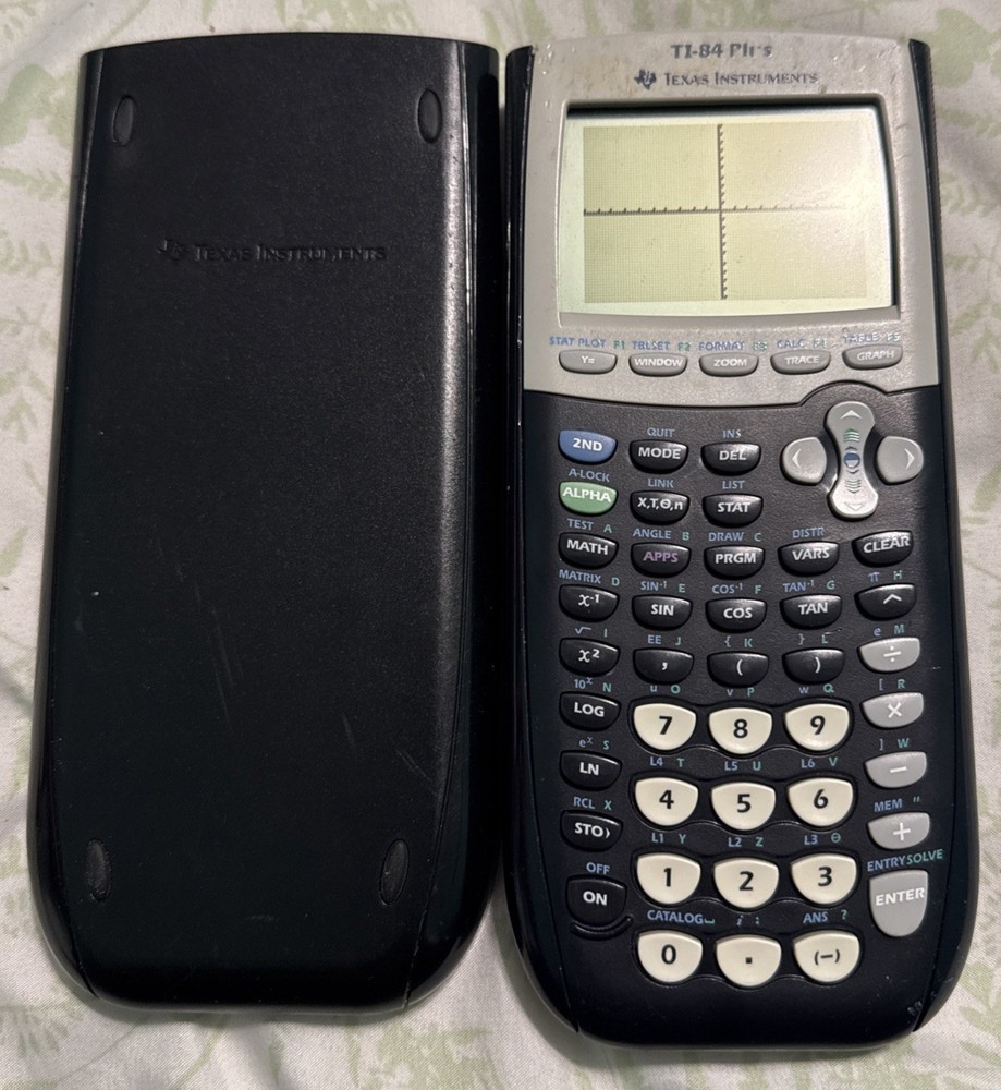 Texas Instruments TI-84 Plus Graphing Calculator Blue W/Cover Tested EUC
