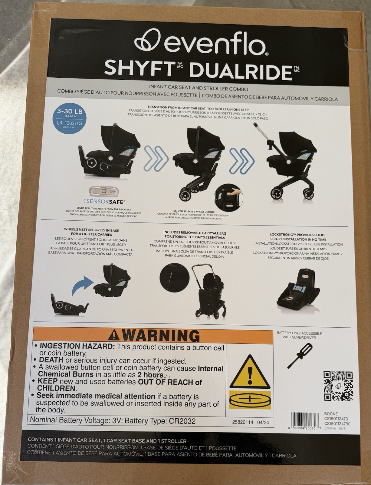Evenflo Shyft DualRide  Infant Seat/ Stroller Combo With Base Vehicle Boone Gray