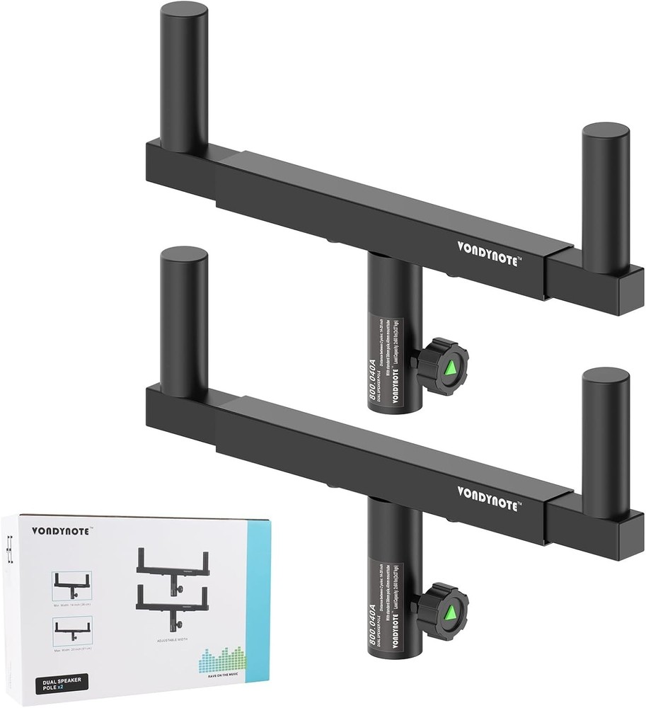 Set of 2 Dual Speaker Mount Bar Mounting Fork Bracket Speaker Pole Width...
