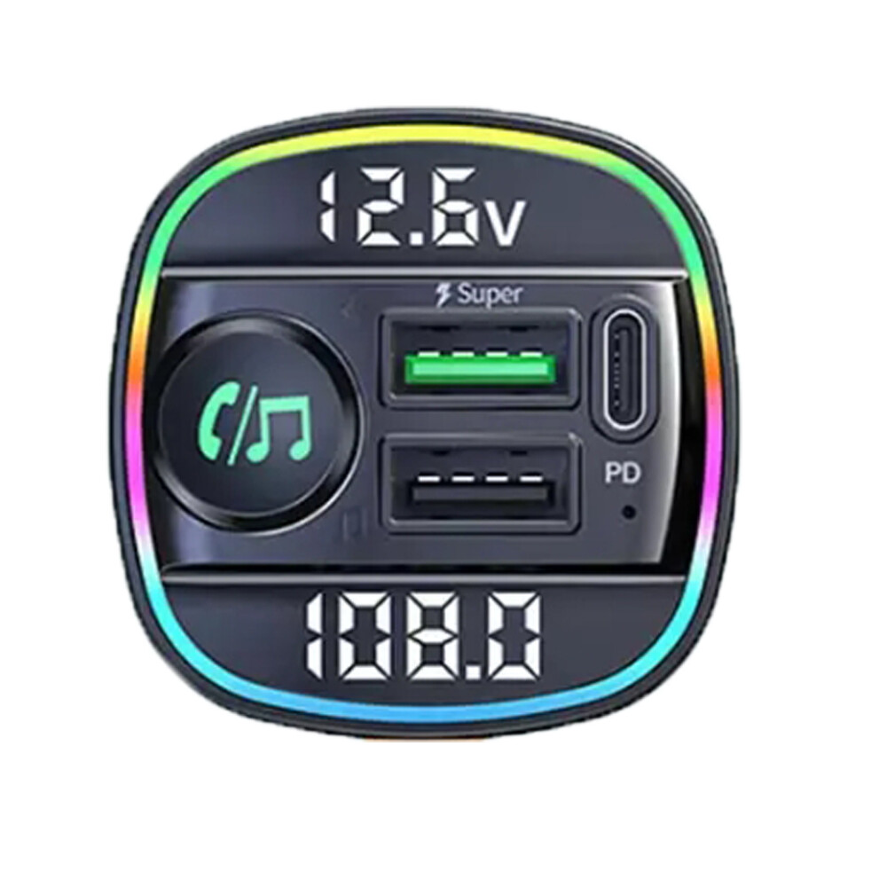 Bluetooth 5.0 Car FM Transmitter with USB PD Charger Wireless Audio Adapter AUX