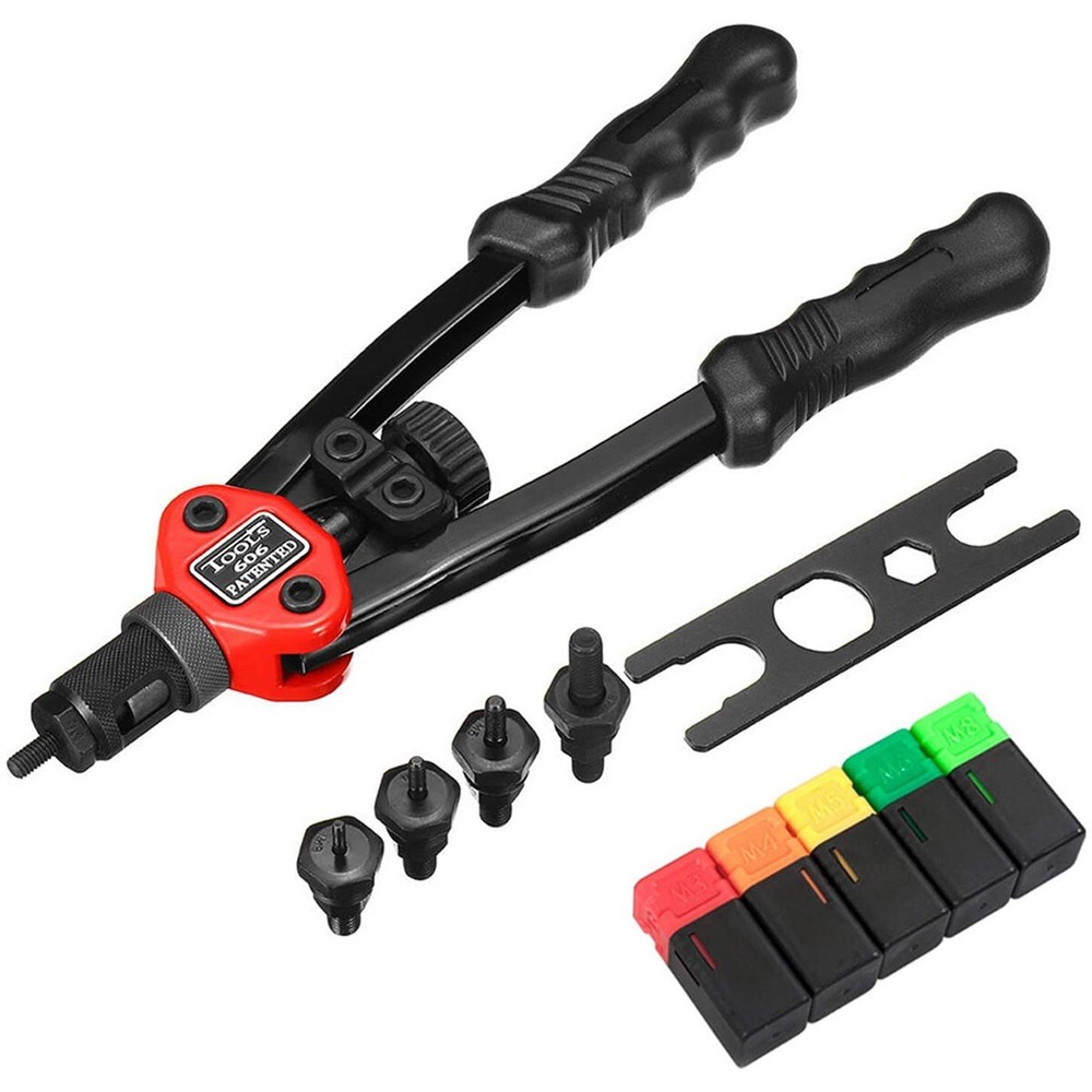 900pcs Riveter Gun Auto Rivet Tool Stainless Steel Nuts Insert Tools Mandrel Kit