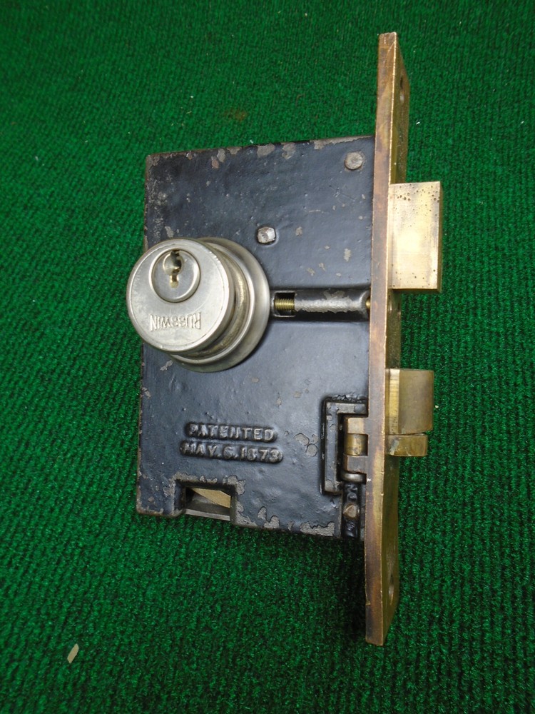 CORBIN # 188 ENTRY MORTISE LOCK DOUBLE THUMB SET, DOUBLE CYLINDERS NICE (9430)