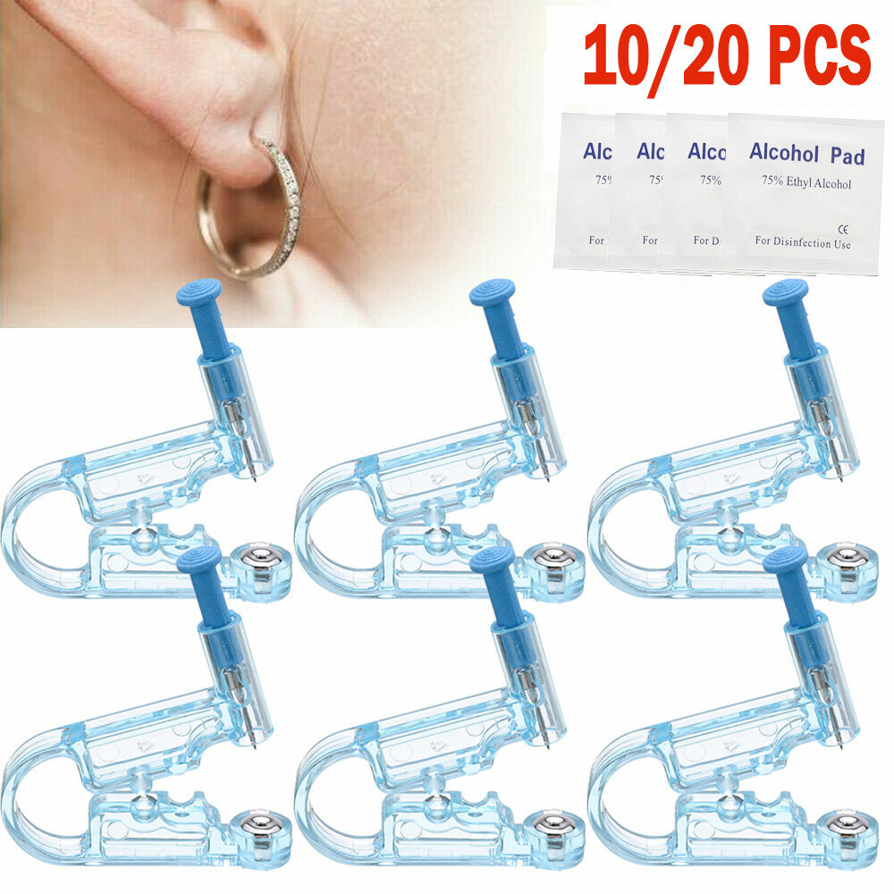 10/20PC Disposable Sterile Unit Ear Nose Studs Piercing Gun Piercer Tool Machine