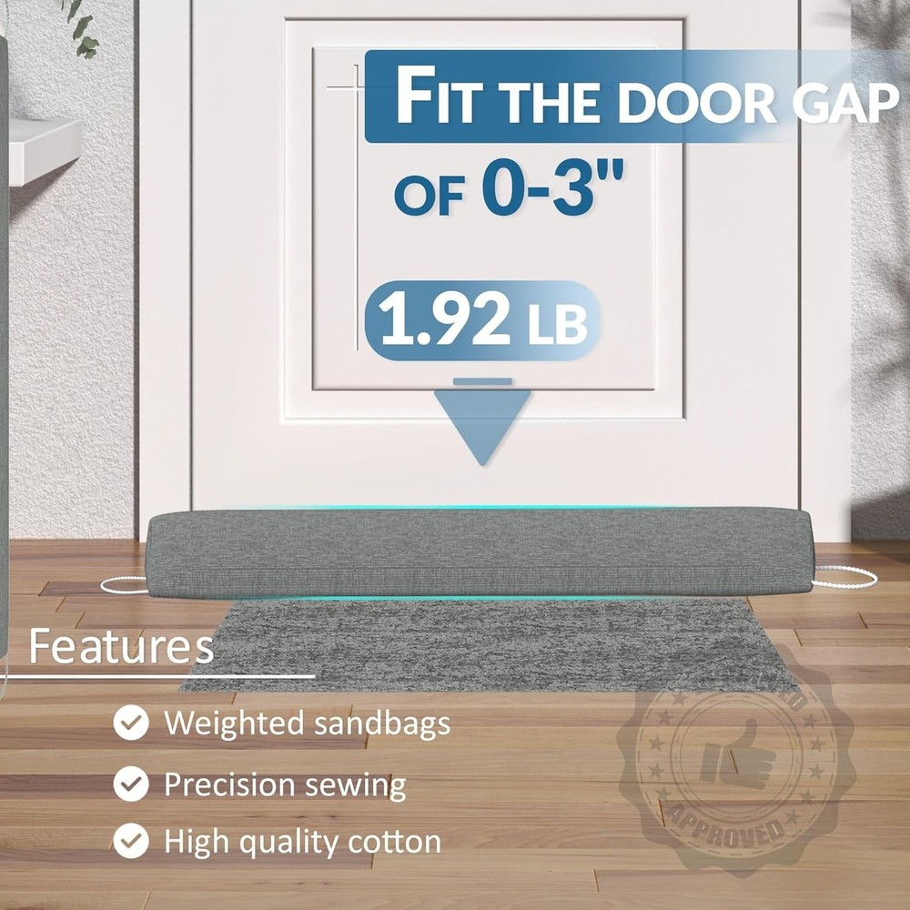 SYIPO Triangle Door Draft Stopper，35.4" Weighted Under Gray