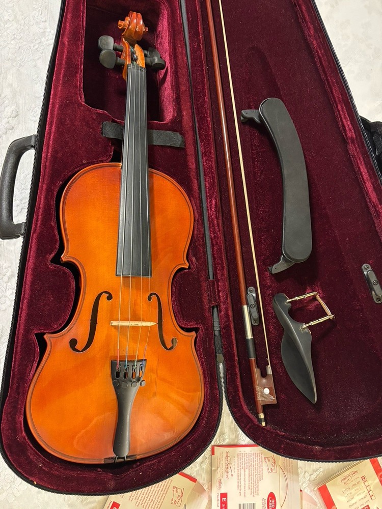 4/4 Full Size Violin Outfit w Case Bow Chin Rest Extras String Kit