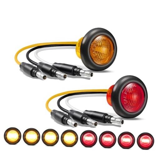 3/4 Inch Dual Function LED Lights - Strobe + Marker, [DOT Approved] Amber+Red