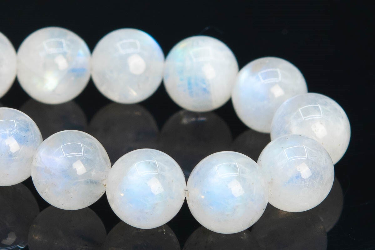 Genuine Natural Rainbow Moonstone Grade AAA Round Beads 3-4/4-5/5/5-6/7/8/9/10MM