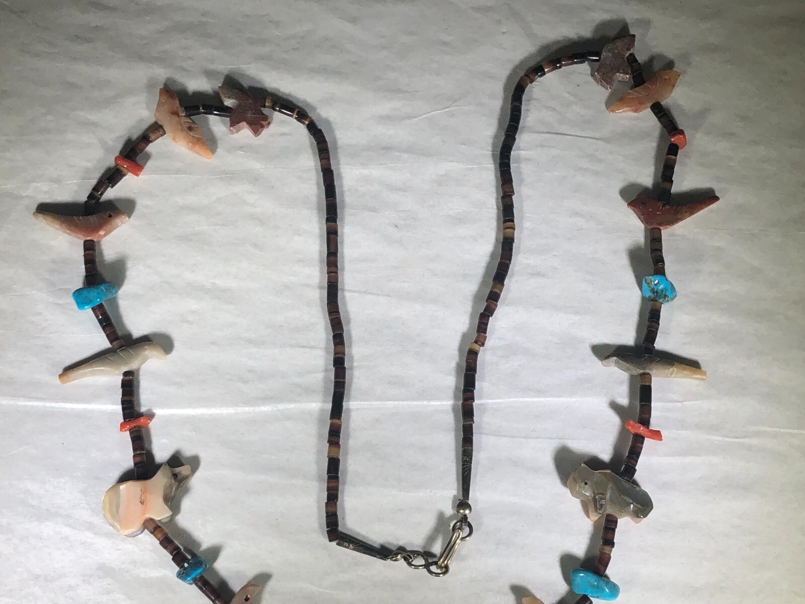 RARE VINTAGE ANTIQUE SOUTH WESTERN NATIVE AMERICAN HAND CARVED FETISH NECKLACE