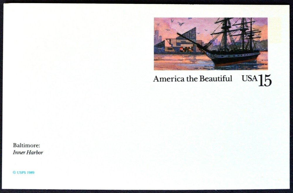 1989 US Sc #UX136 postal card, 15 cent, mint, sharp corners, excellent condition