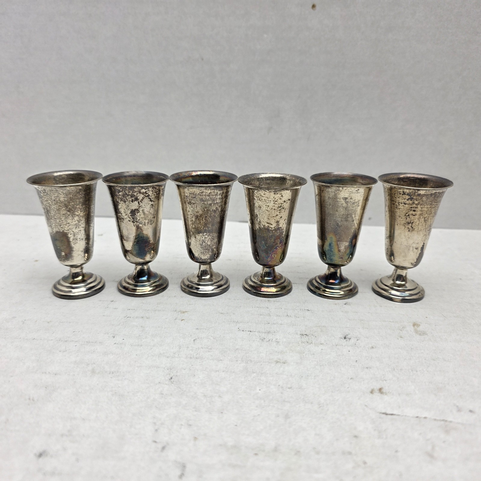 Vintage Frank M. Whiting Sterling Silver Cordial Glasses Set of 6 Shot Cups 100g