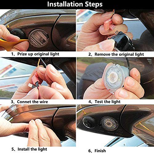 2PC Full LED Side Under-Mirror Puddle Light Lamp Assembly Replacement White