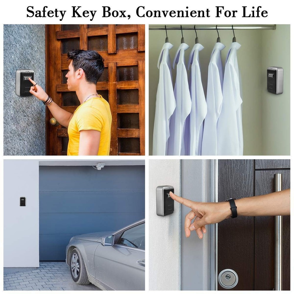 Key Safe Box Waterproof with Combination Lock 4 Digit - Resettable Code Outdo...
