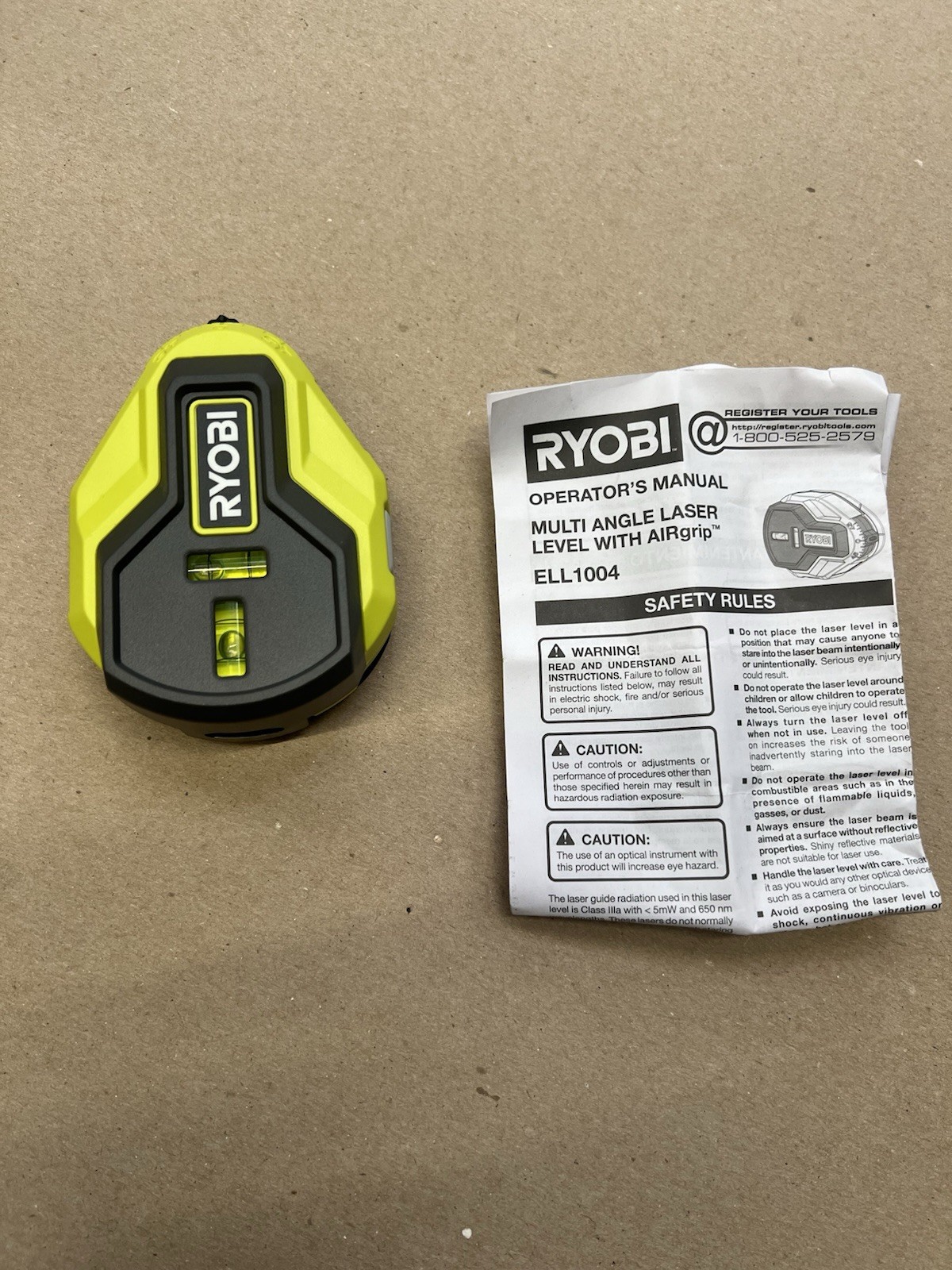 Ryobi AirGrip Technologies - AirGrip Laser Level 20' Model ELL 1004 Works Great