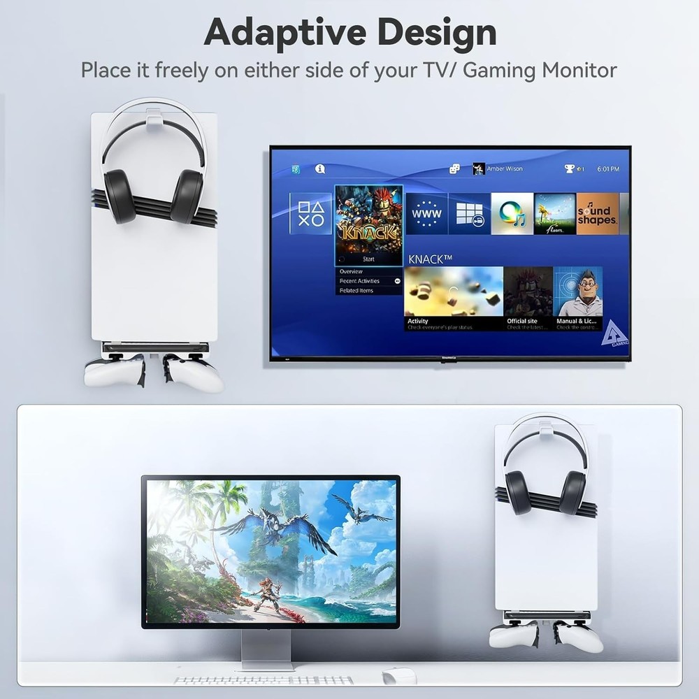 P5 Wall Mount Kit with Controller Holder Compatible with P5/Slim/Pro Disc & D...