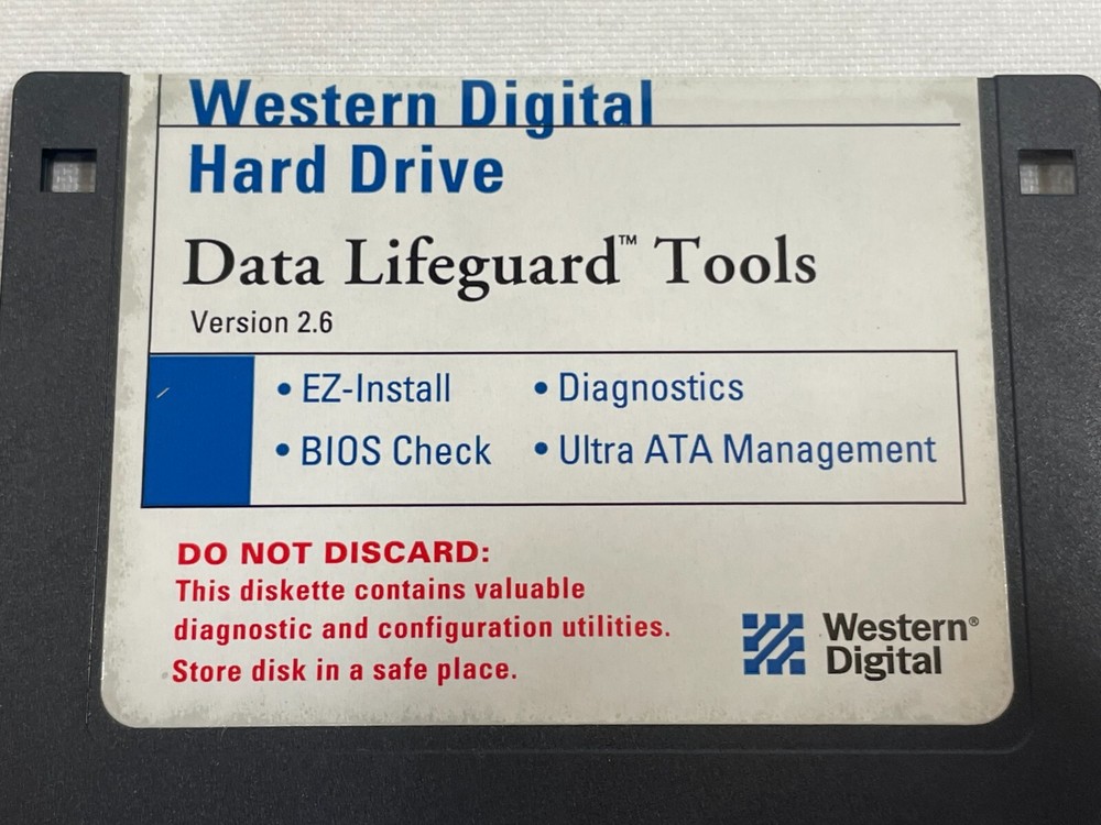 Vintage 2000 Y2K Western Digital Data Lifeguard Tools Ver 2.6 Floppy Disk 3.5"