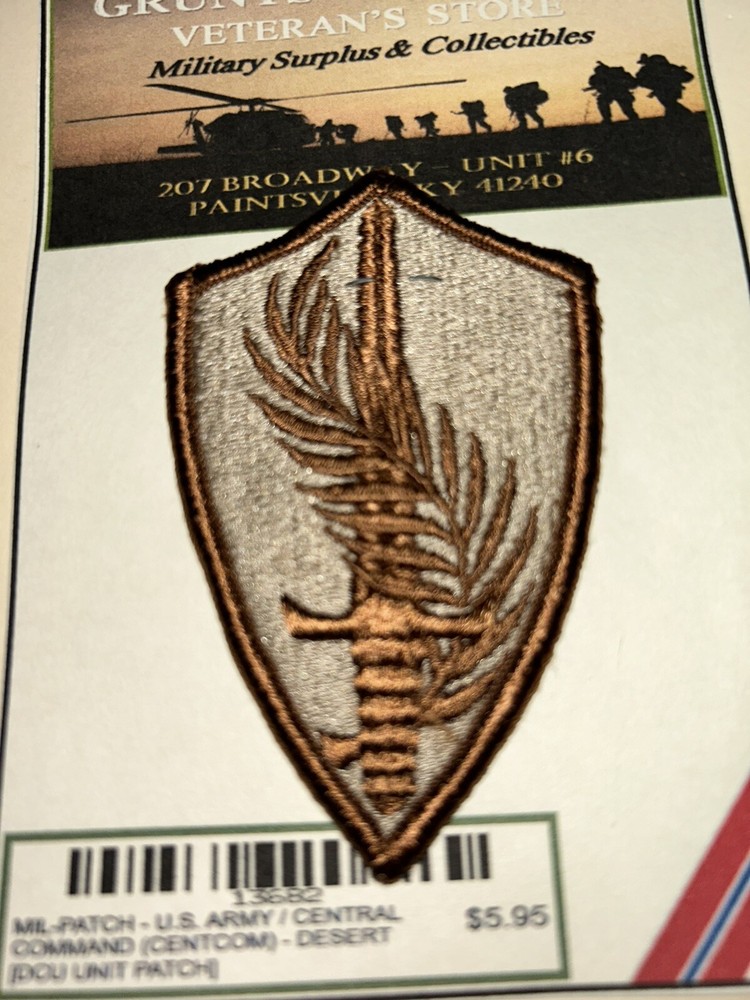 U.S. ARMY - CENTRAL COMMAND [CENTCOM] (DCU) DESERT - MERROWED EDGE UNIT PATCH