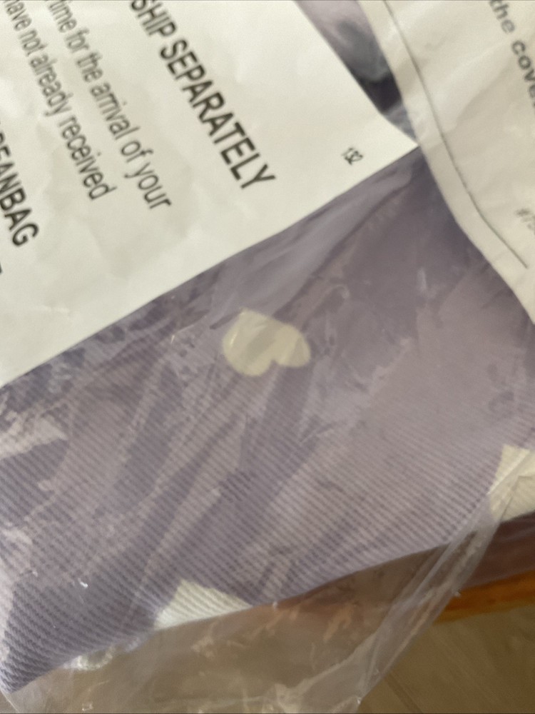 NEW Pottery Barn Kids Anywhere Bean Bag Slipcover Lavender With White Hearts