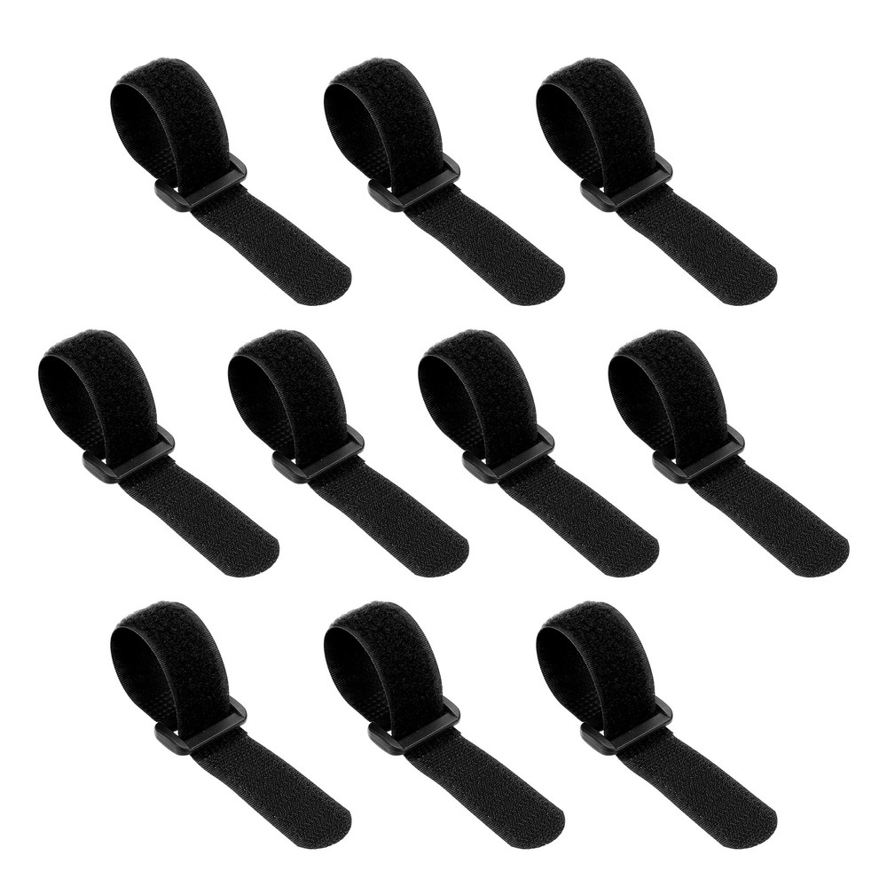 10pcs Reusable Cinch Straps 0.8"x6" Hook and Loop Cable Securing Straps, Black
