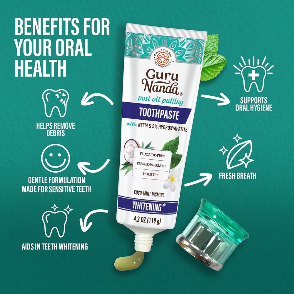 GuruNanda Hydroxyapatite Toothpaste, SLS & Fluoride Free, Whitening Toothpaste w