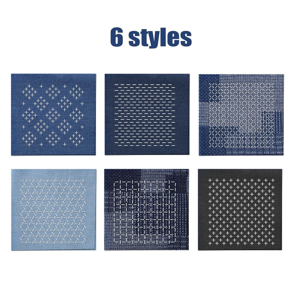 Sashiko Kit, Soluble Stencil Thread and Needles Colourful