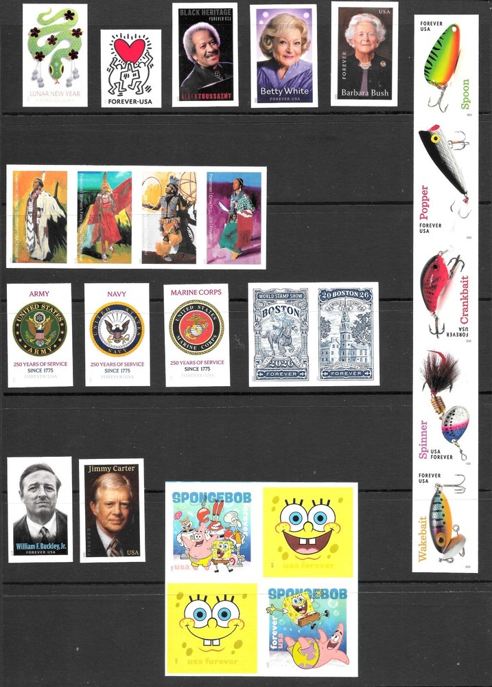 COMPLETE IMPERFORATE 2025 Commemorative (NO Die-Cut) Issues--Singles--SCARCE!!