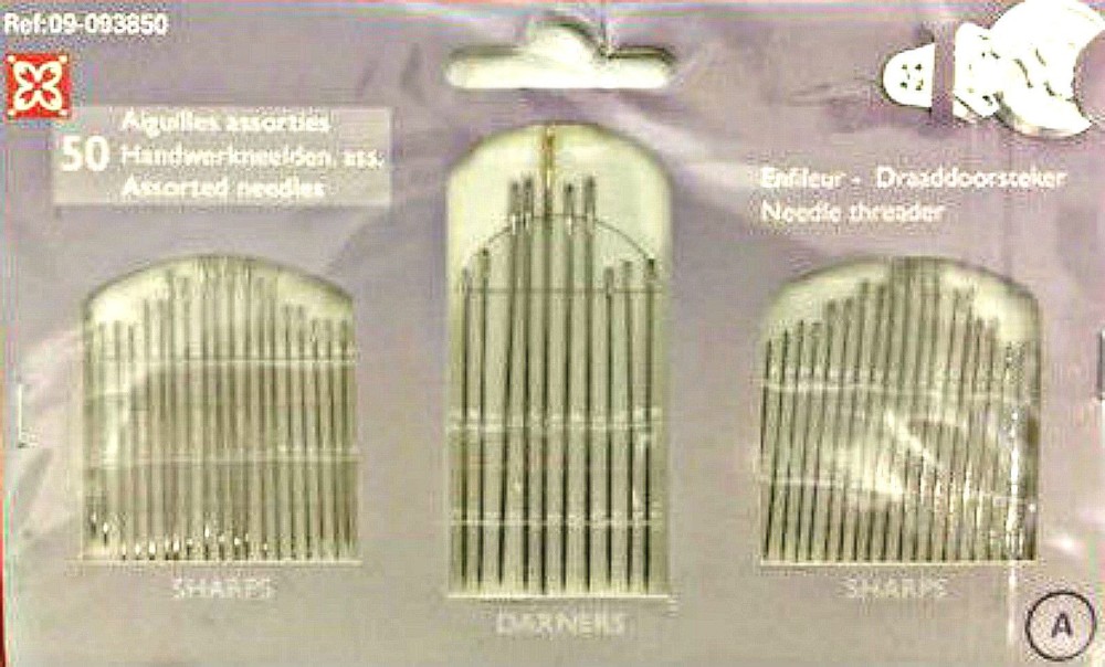 HAND SEWING NEEDLES ASSORTED SIZES 50 PCS WITH THREADER, FREE P&P
