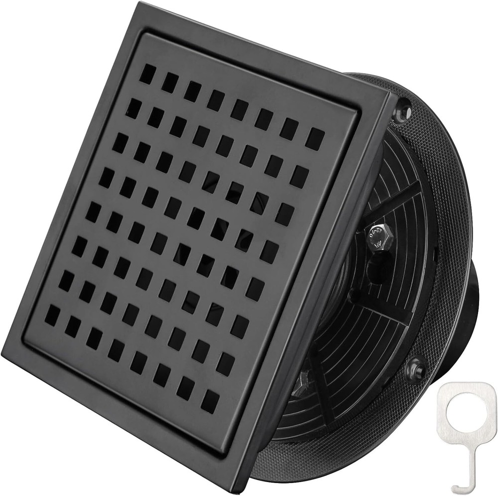 6'' Square Floor Shower Drain, Lattice Square Perforated Pattern Easy Cleaning