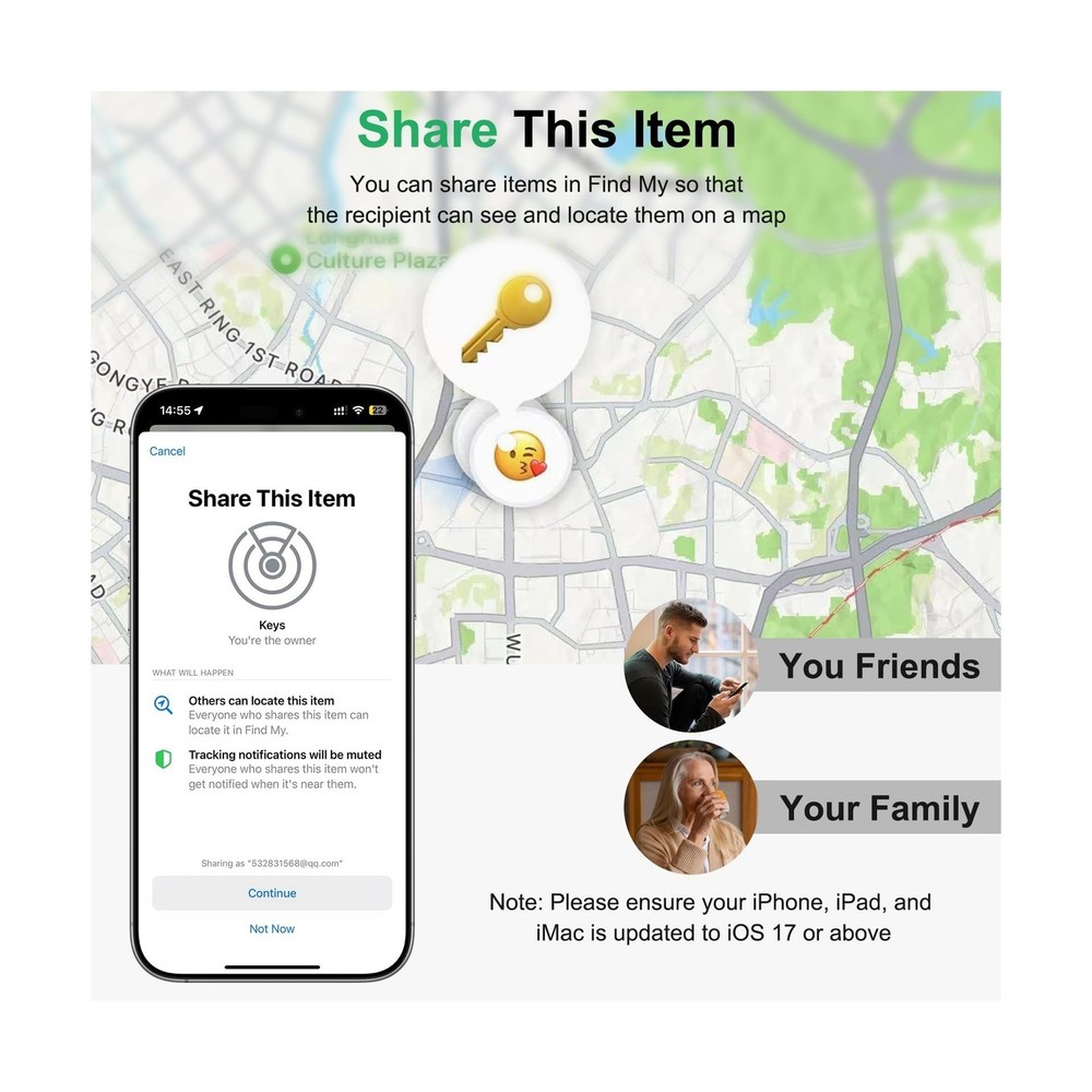 Air Tracker Tag Works with Apple Find My (iOS Only) Includes Replaceable Batt...